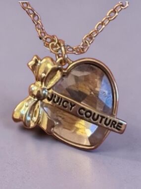 Juicy Couture Crystal Heart Pendant Gold Accents Necklace